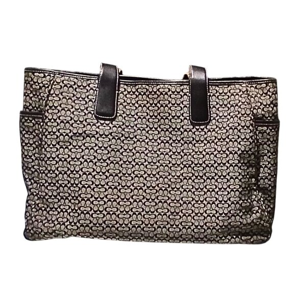 Coach Monogram Signature Diaper Bag Voyager Black Gray F0926-F13813 Signature C - Picture 3 of 16